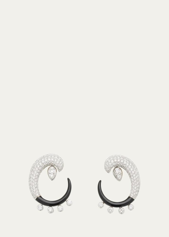 Nikos Koulis Oui Open Curl Earrings with Diamonds and Black Enamel Cover