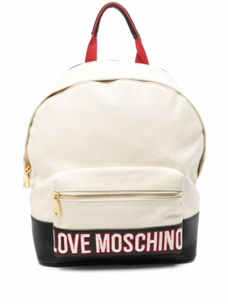 Love Moschino logo-embroidered backpack - Neutrals Cover