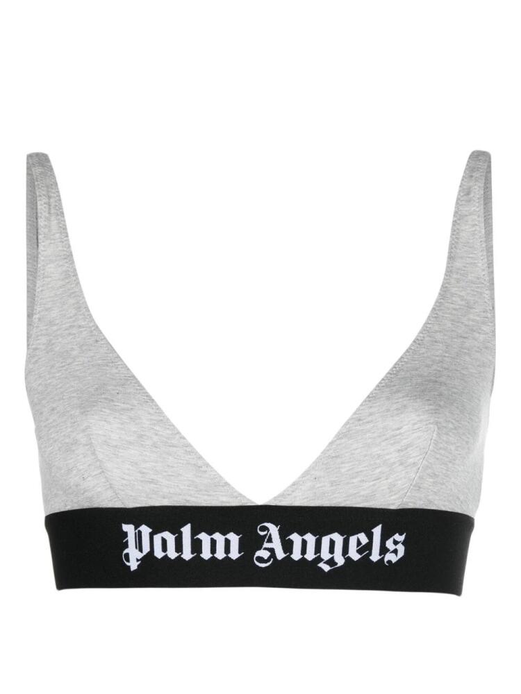 Palm Angels logo-tape triangle bra - Grey Cover