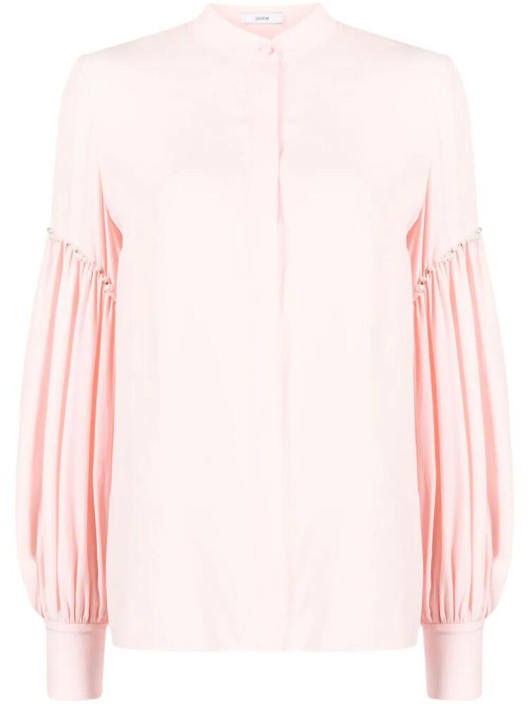 ERDEM faux-pearl embellished long-sleeve shirt - Pink Cover