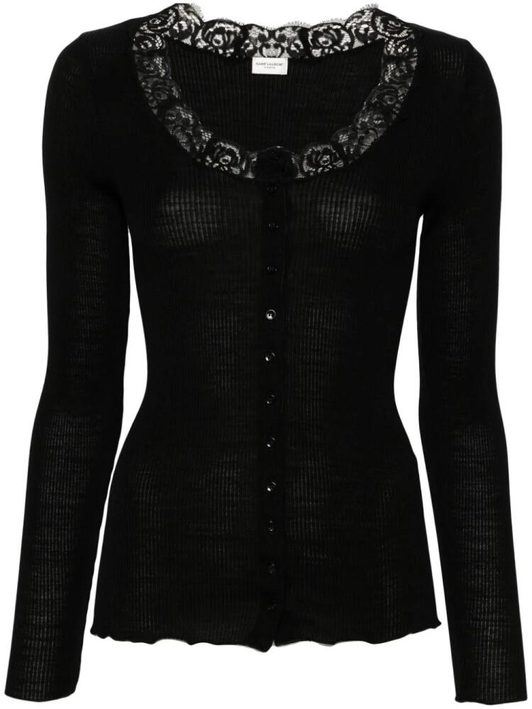 Saint Laurent lace detailing cardigan - Black Cover