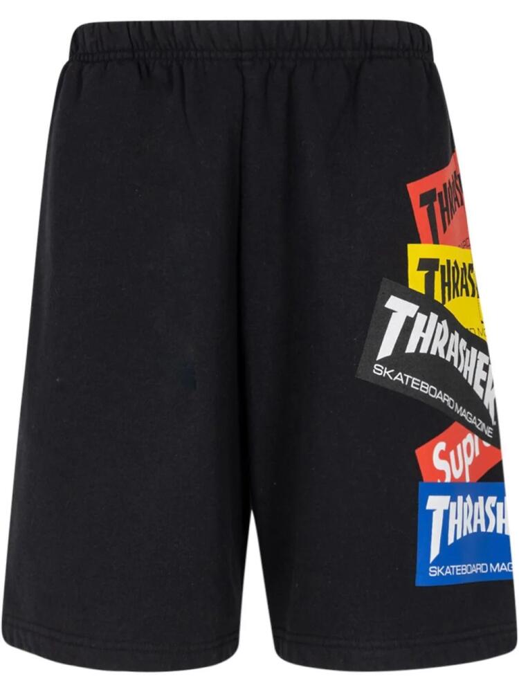 Supreme x Thrasher multi logo track shorts - Black Cover