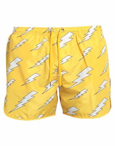 Neil Barrett Man Swim trunks Yellow Polyester Cover