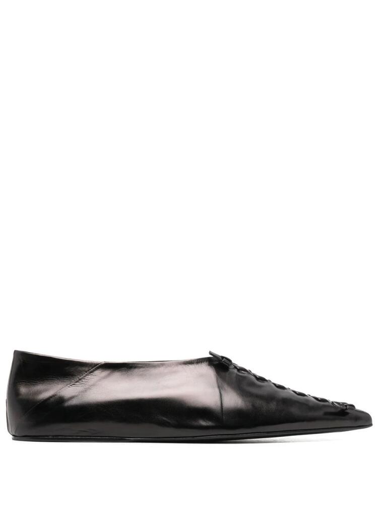 Jil Sander knot-detailing leather ballerina shoes - Black Cover