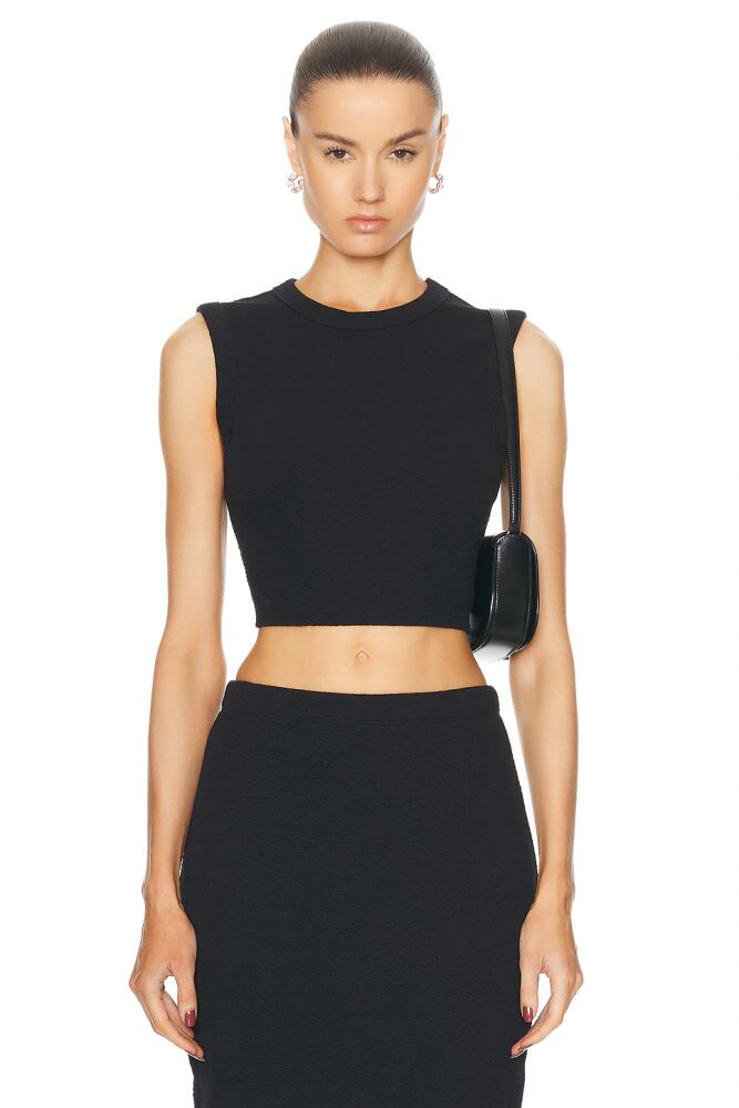 Enza Costa Textured Jacquard Cropped Tank Top in Black Cover