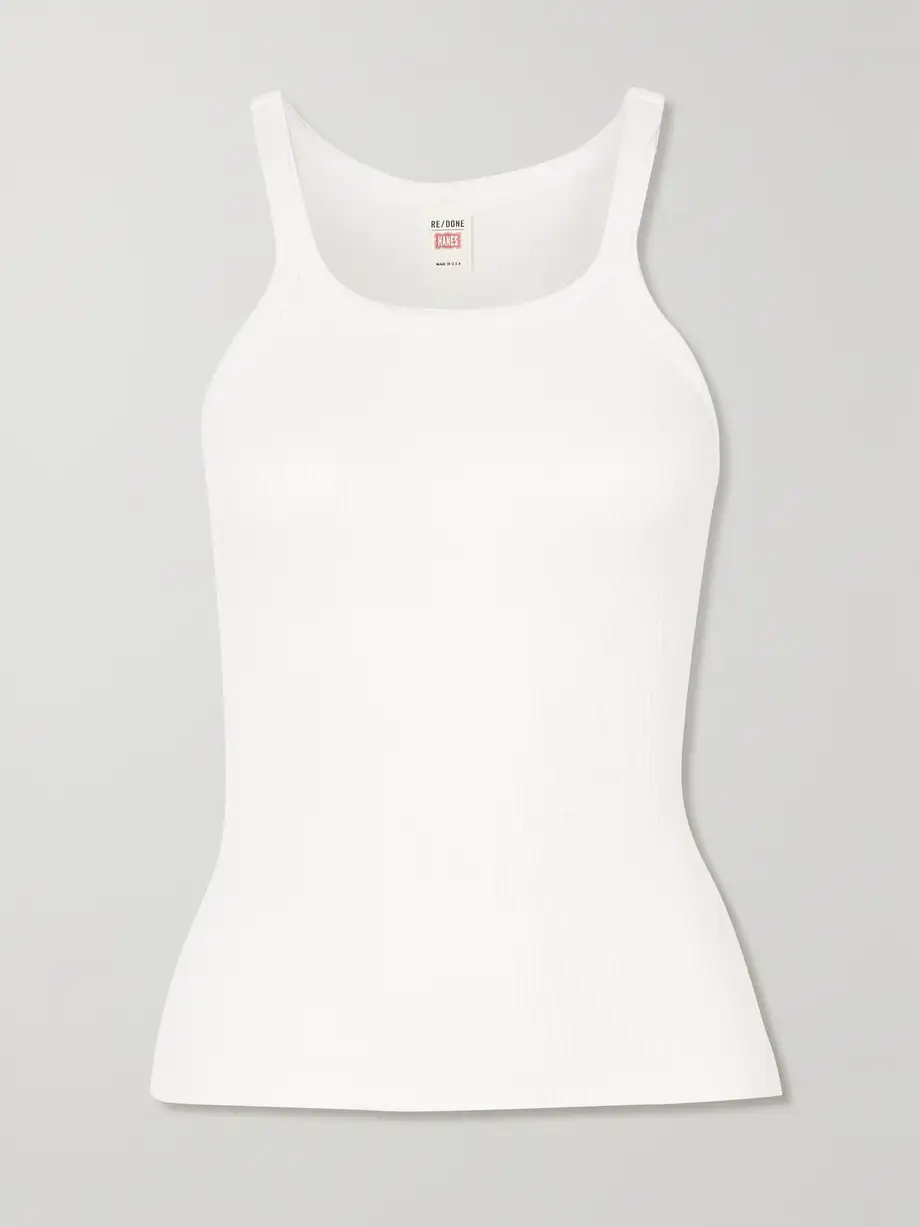 RE/DONE - Ribbed Cotton-jersey Tank - White Cover