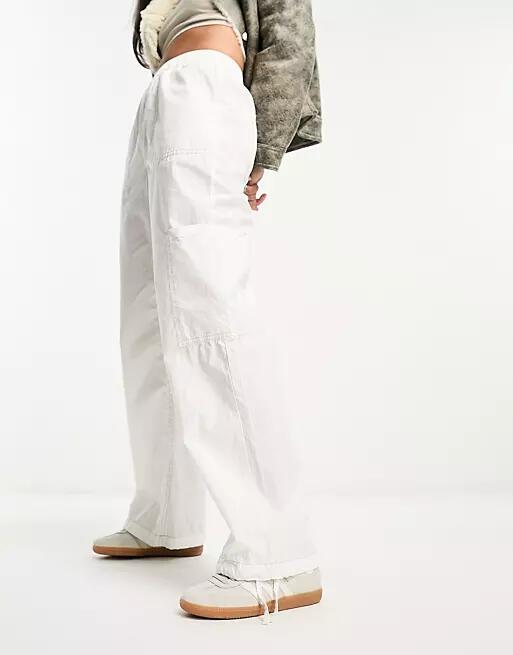 ASOS DESIGN clean pull on cargo pants in white-No color Cover