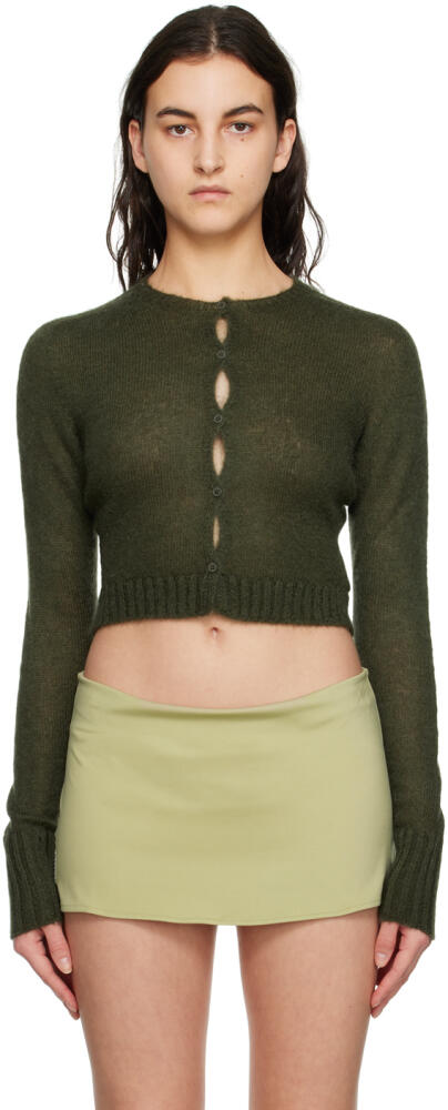 GUIZIO Green Ribbed Cardigan Cover