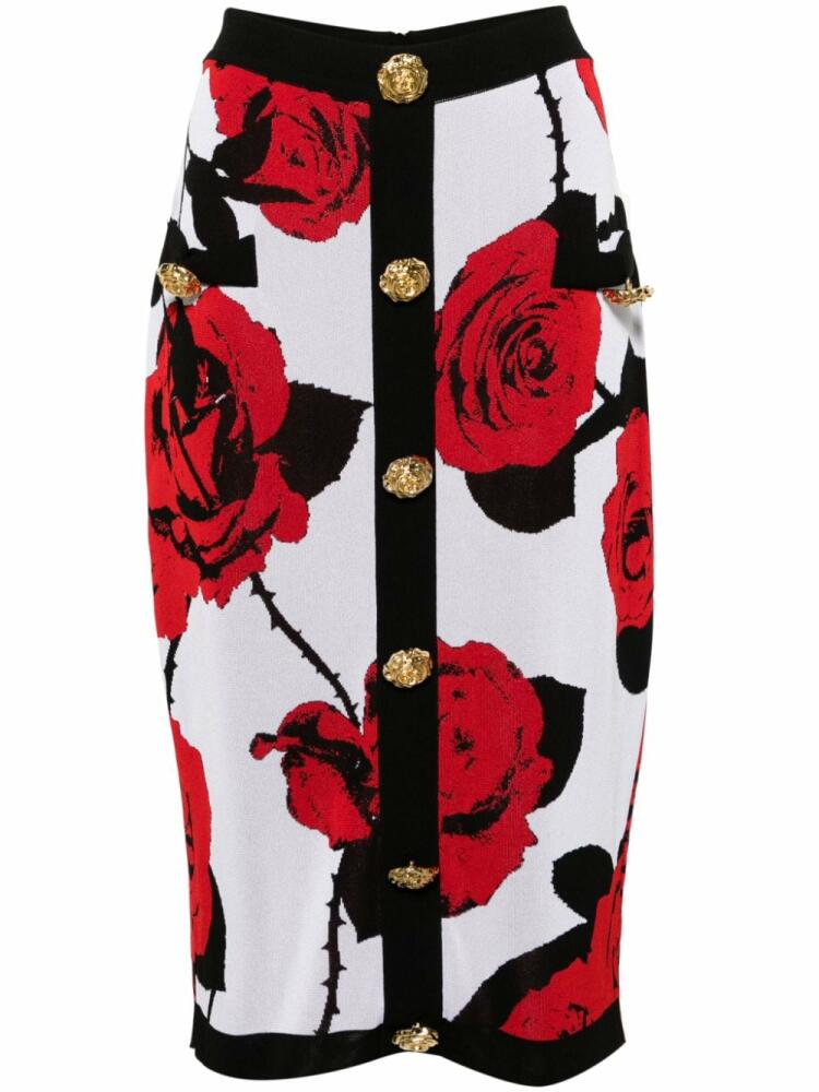 Balmain floral-jacquard midi skirt - White Cover