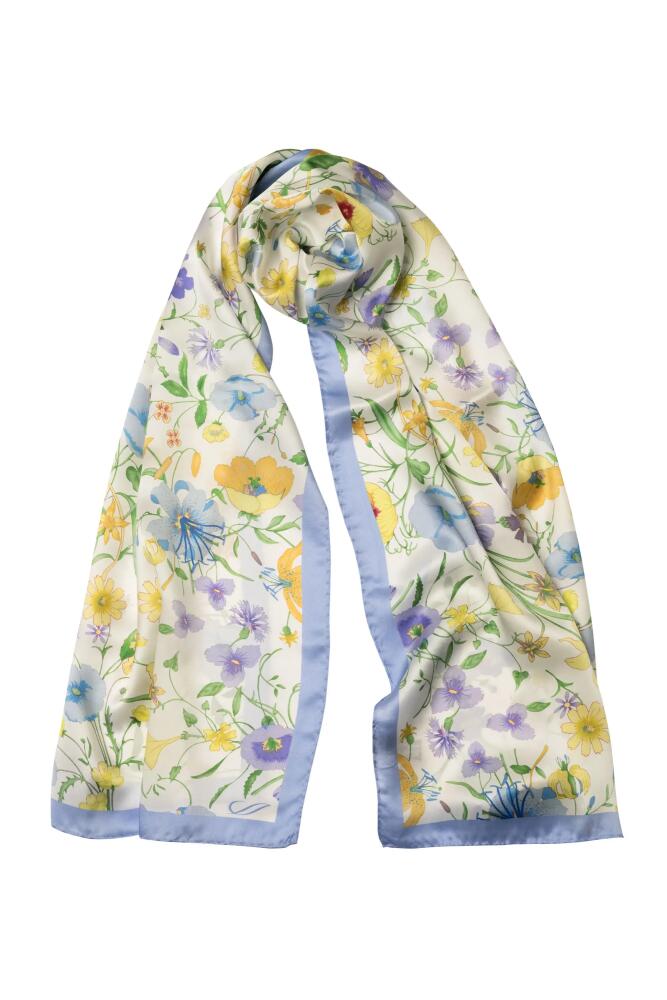 Elizabetta Primavera - Long Satin Silk Scarf for Women in Perwinkle Cover