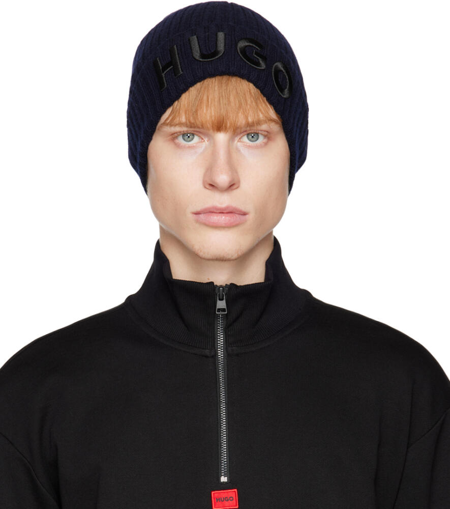 Hugo Navy Embroidered Beanie Cover