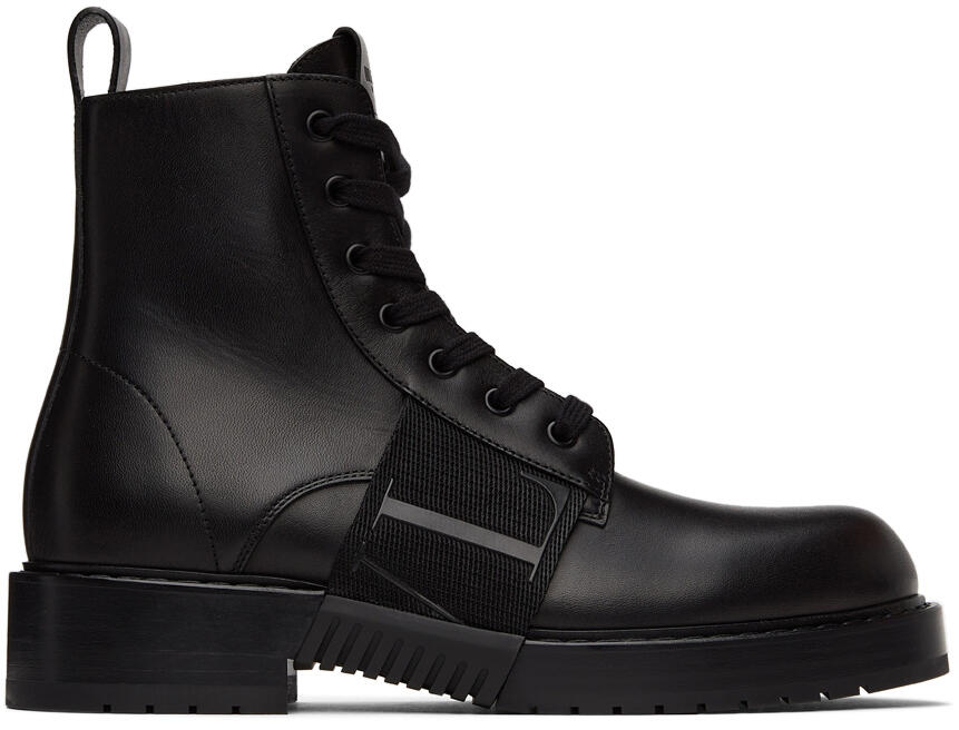 Valentino Garavani Black 'VL7N' City Combat Boots Cover