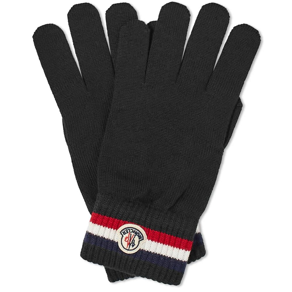 Moncler Men's Tricolour Logo Gloves in Navy Cover