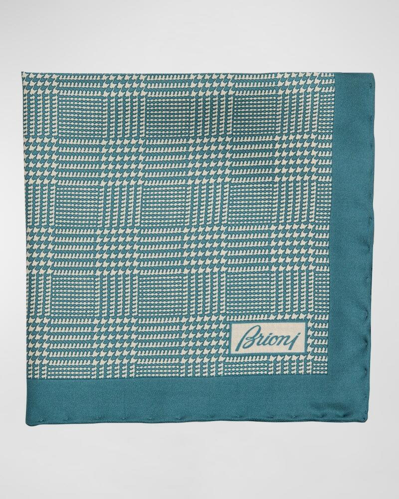 Brioni Men's Silk Prince of Wales Check Pocket Square Cover