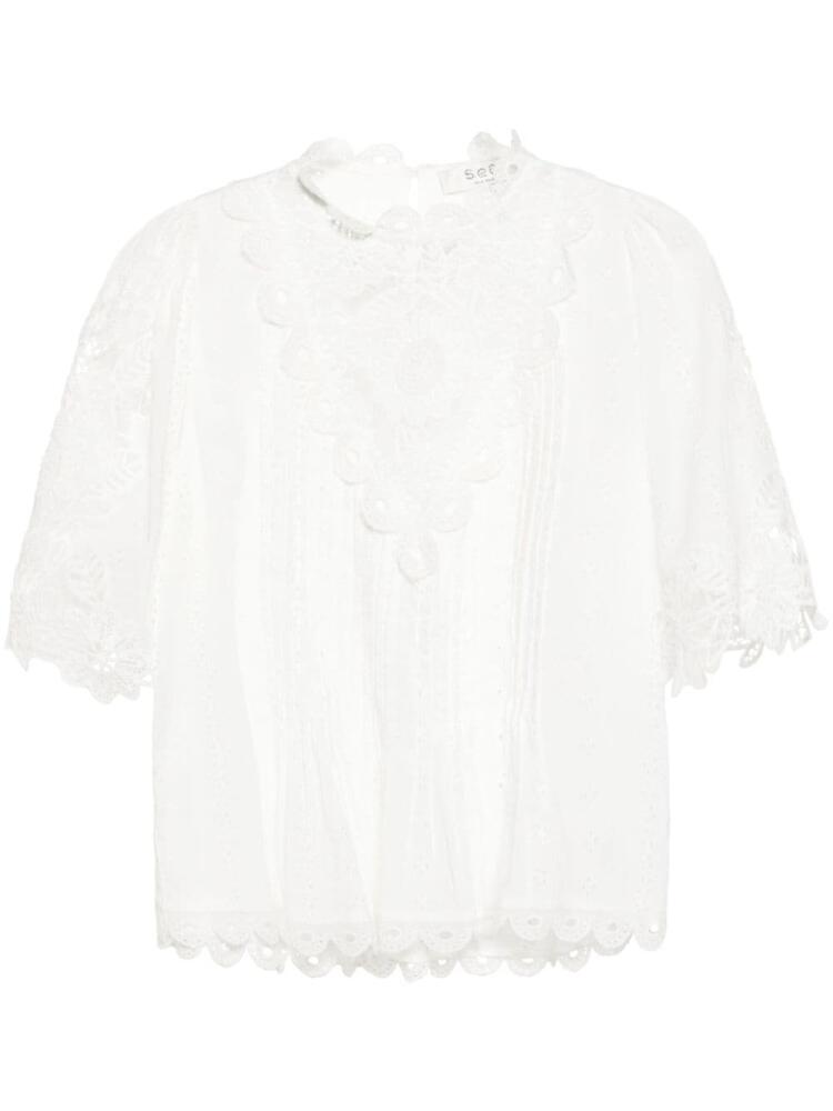 Sea lace-detailed blouse - White Cover