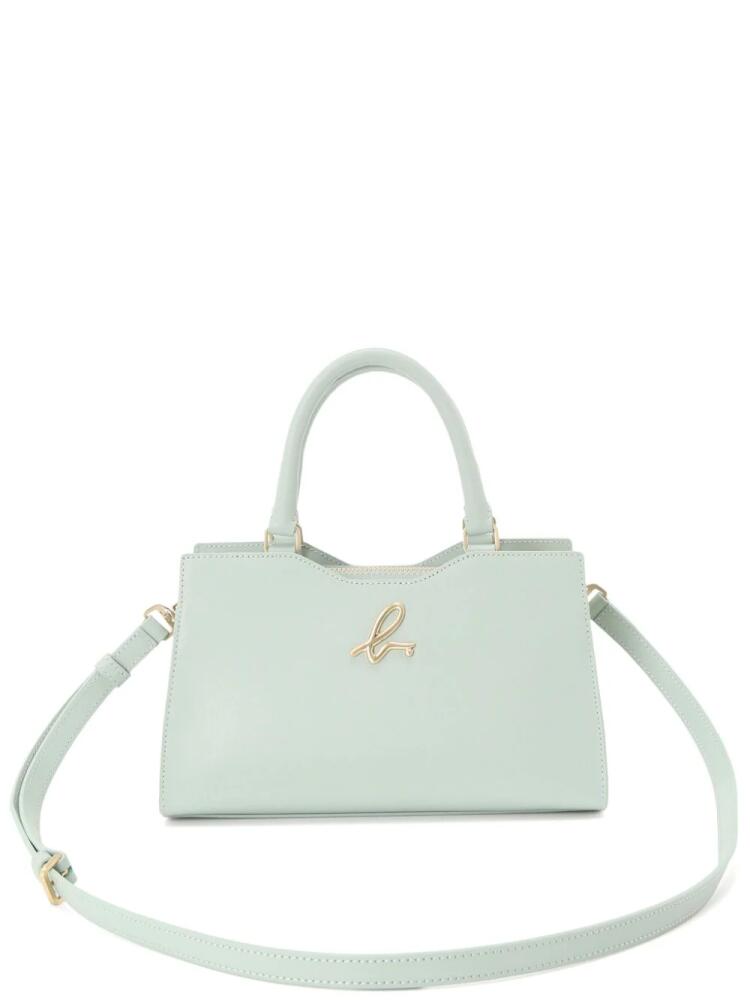 agnès b. logo-plaque leather tote bag - Green Cover