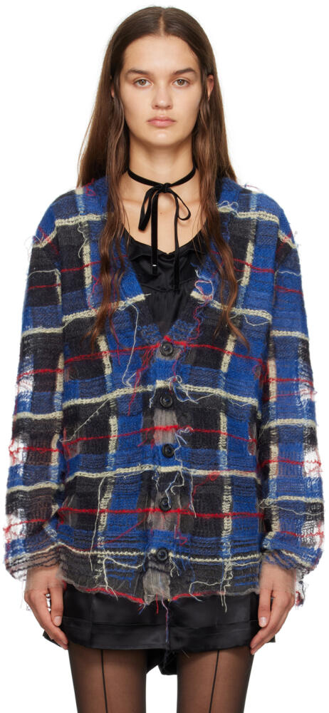 Maison Margiela Blue & Red Distressed Cardigan Cover