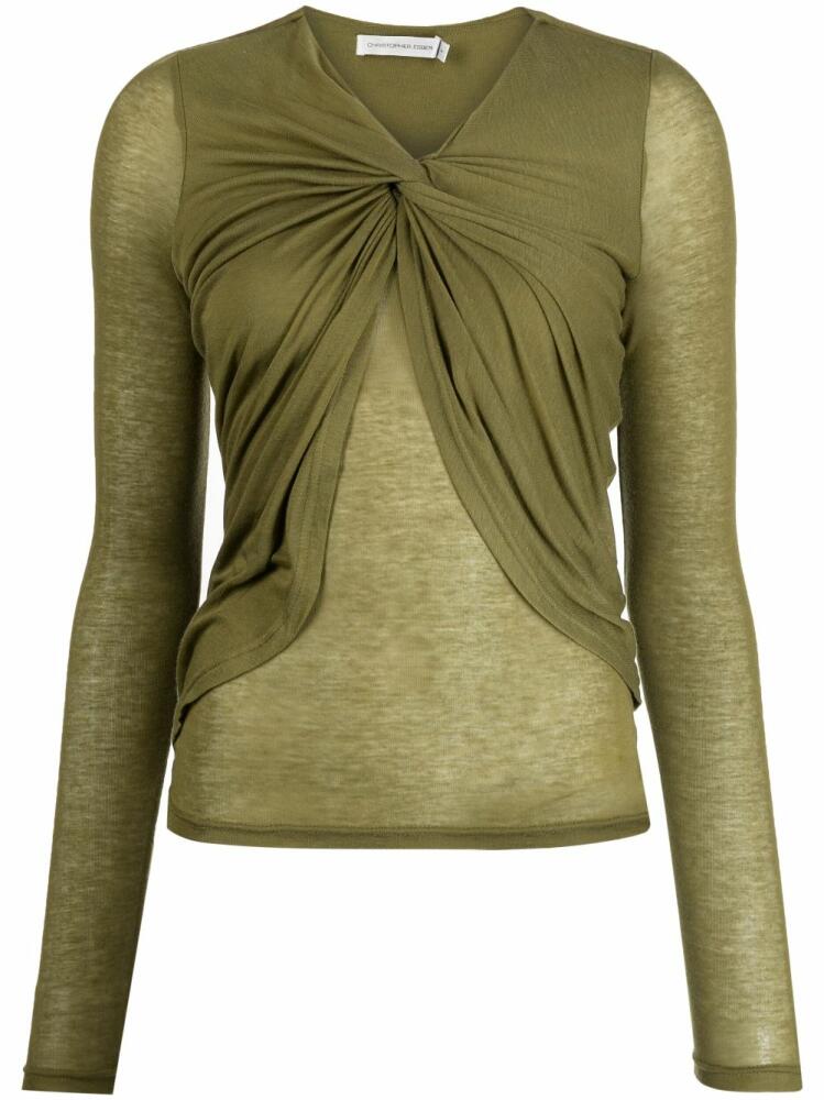 Christopher Esber knot-detail V-neck blouse - Green Cover