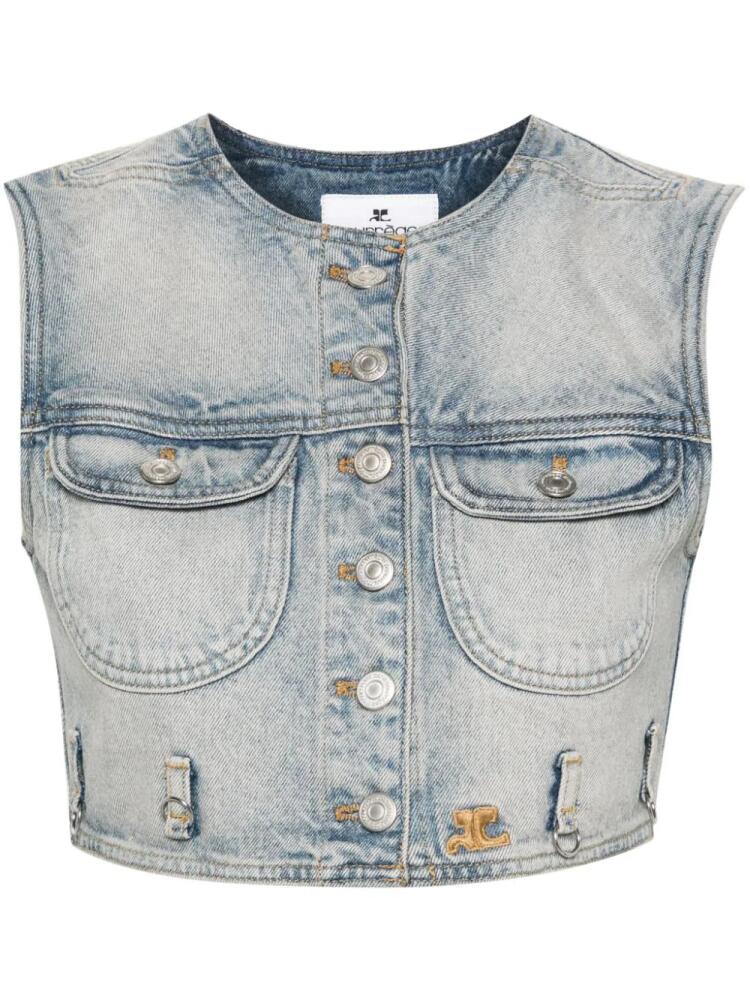 Courrèges Multiflex cropped denim vest - Blue Cover