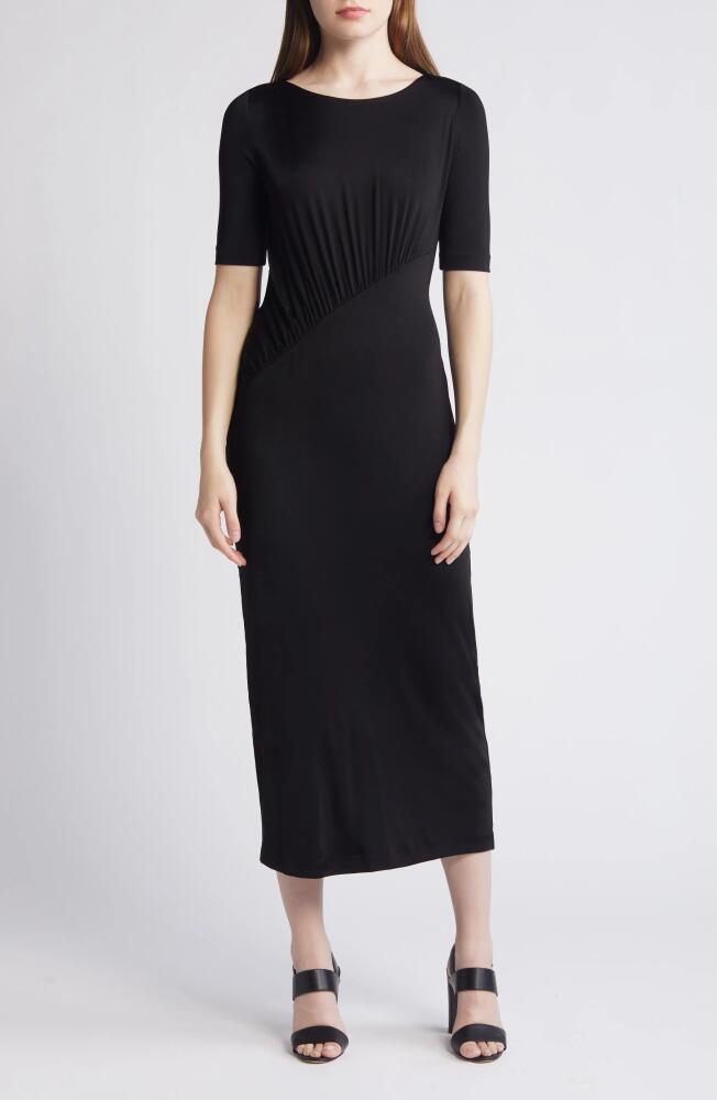 BOSS Etalicy Short Sleeve Midi Dress in Black Cover