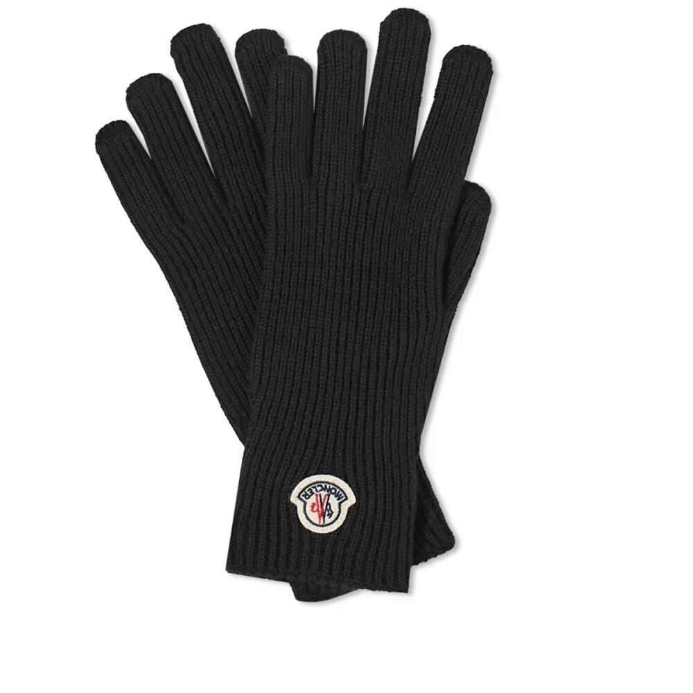 Moncler Men's Wool Logo Gloves in Black Cover