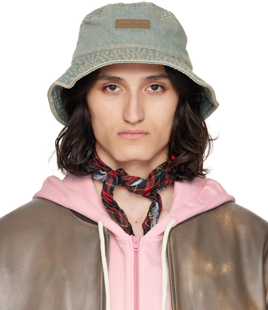 Acne Studios Blue Brimmo Delta Denim Bucket Hat Cover