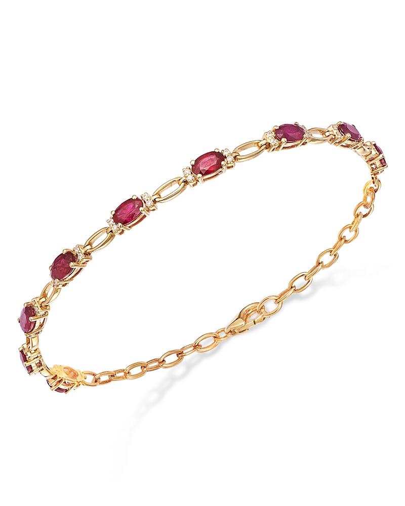 Bloomingdale's Fine Collection Ruby & Diamond Tennis Bracelet in 14K Yellow Gold Cover