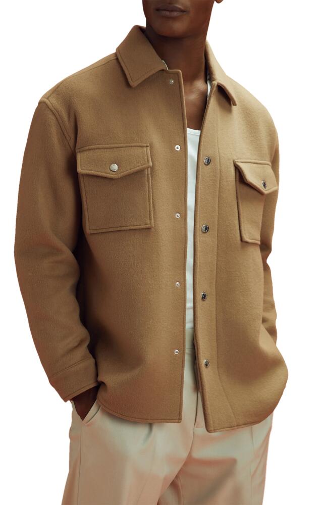 Reiss x McLaren Formula 1 Team Collection Clarke Wool Blend Shirt Jacket in Camel Cover