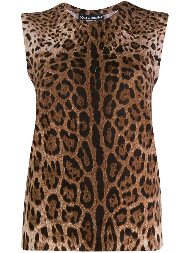 Dolce & Gabbana leopard-print virgin wool jumper - Brown Cover