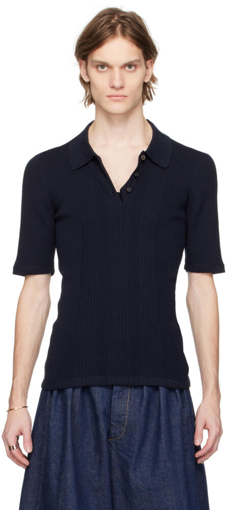 Maison Margiela Navy Three-Button Polo Cover