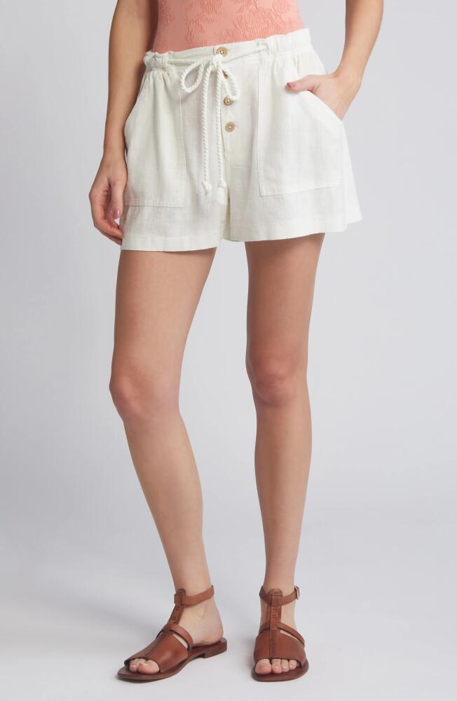 Free People Westmoreland Linen Blend Drawstring Shorts in Ivory Cover