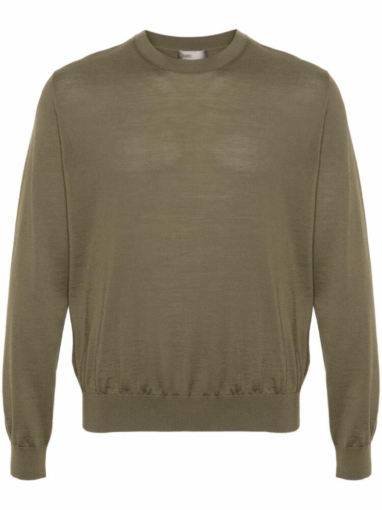 Herno logo-plaque crew-neck jumper - Green Cover