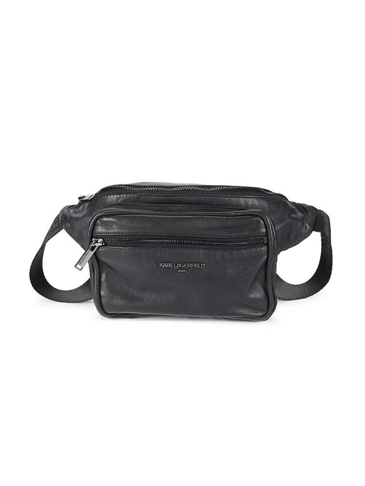 Karl Lagerfeld Paris Men's Leather Belt Bag - Black Cover