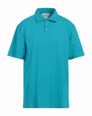 Amaranto Man Polo shirt Azure Cotton Cover