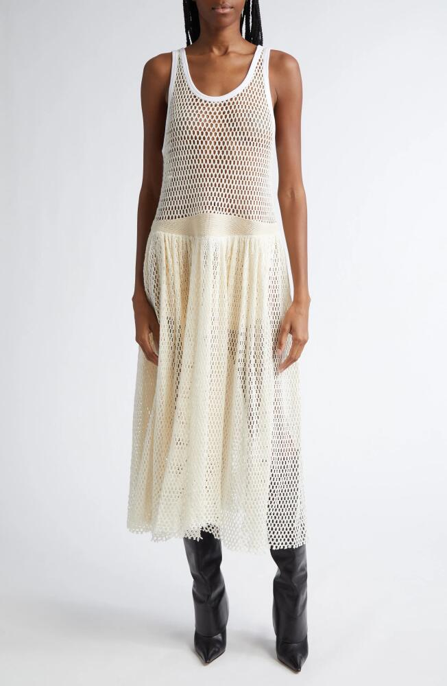 Diotima Pocomania Cotton Fishnet Midi Dress in Natural Cover