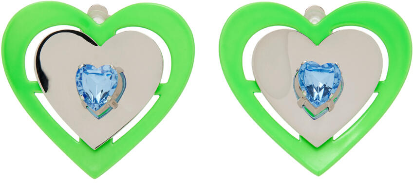 Safsafu Silver & Green Heart Earrings Cover