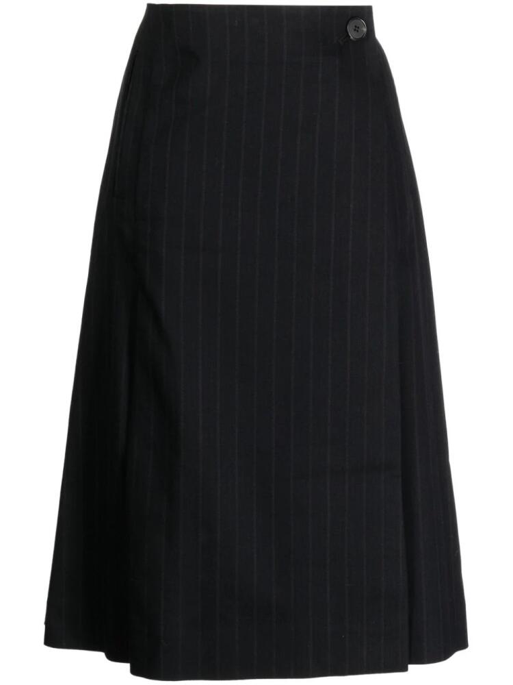 STUDIO TOMBOY pinstripe-pattern A-line midi skirt - Black Cover