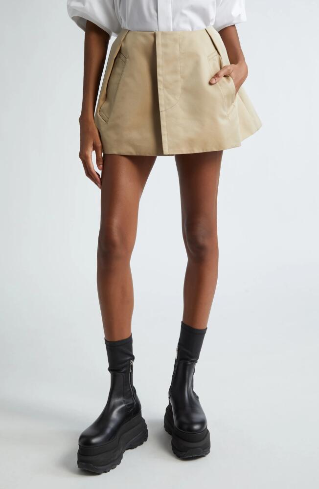 Sacai Flared Cotton Blend Gabardine Shorts in Beige Cover