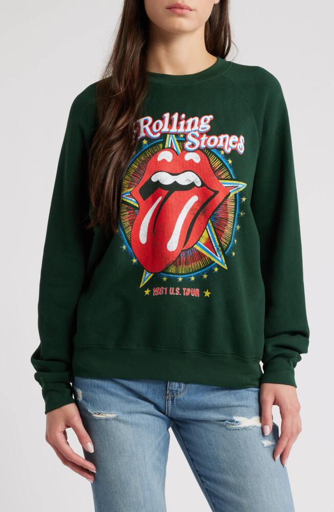 Daydreamer Rolling Stones Fleece Graphic Sweatshirt in Vintage Green Cover