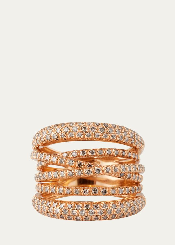 Sidney Garber 18K Rose Gold Brown Diamond Scribble Band Ring, Size 7 Cover