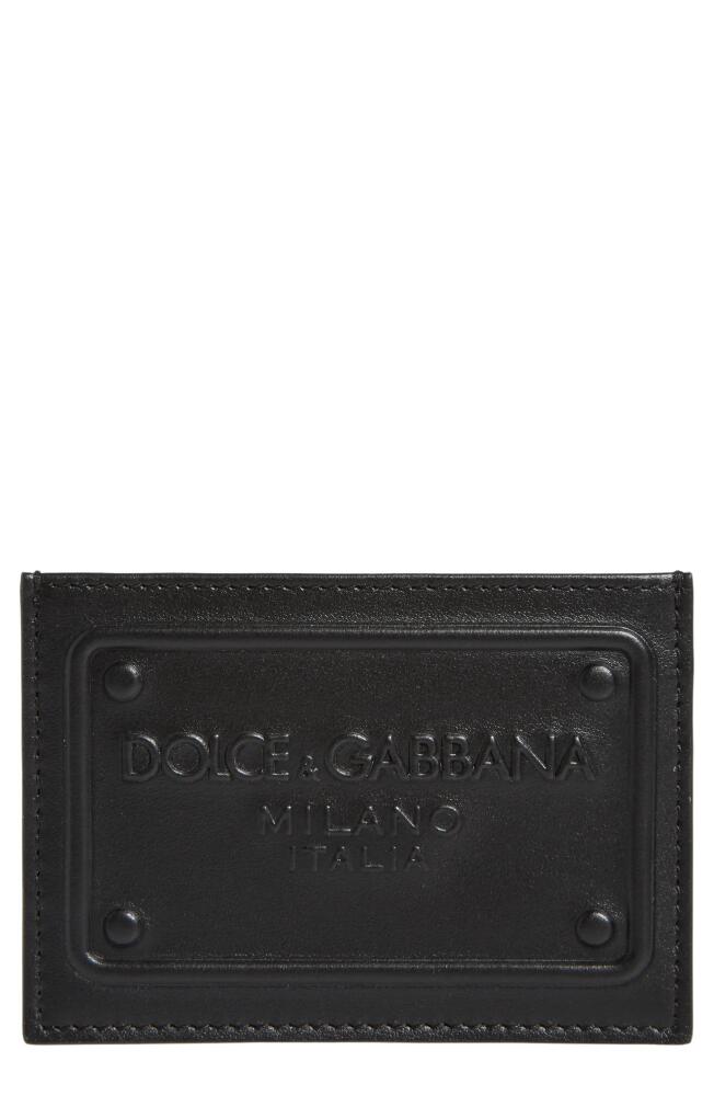 Dolce & Gabbana Logo Embossed Leather Card Case in Black Cover