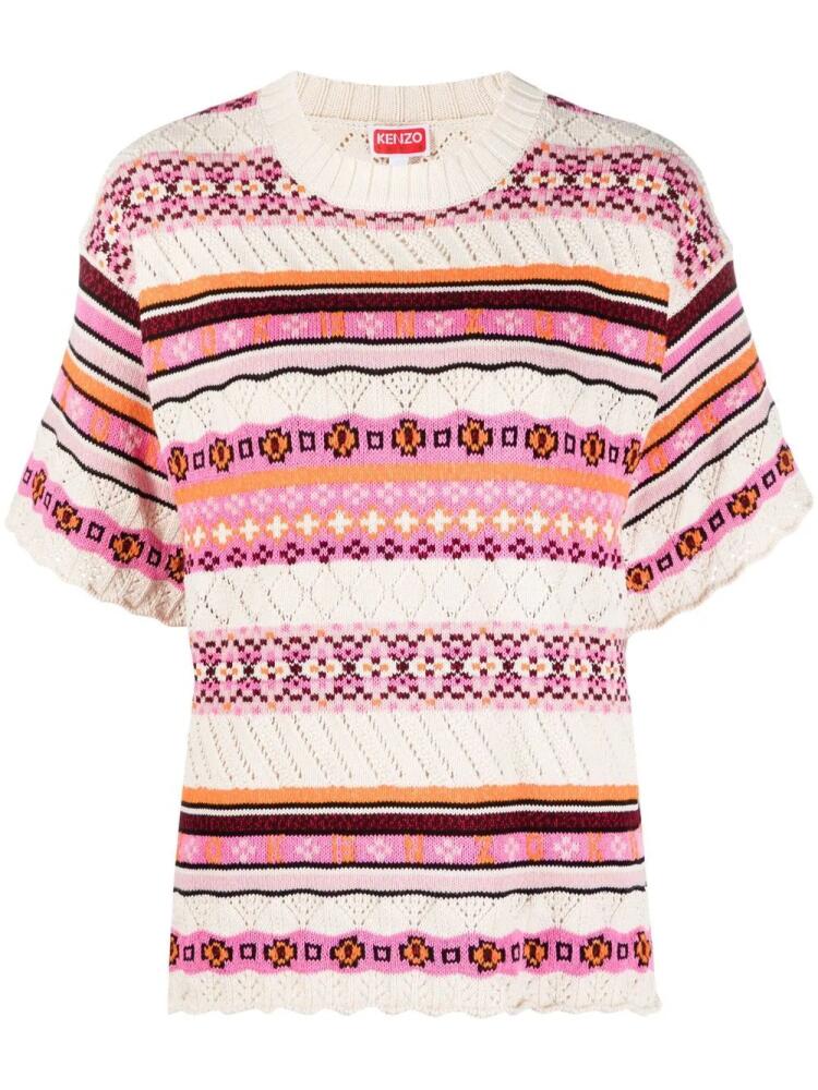 Kenzo abstract-pattern knitted cotton top - White Cover