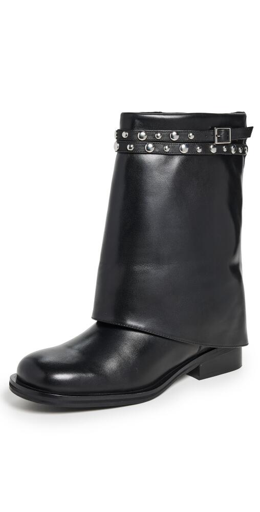 Free People Scorpio Studded Fold Over Boots Black Cover