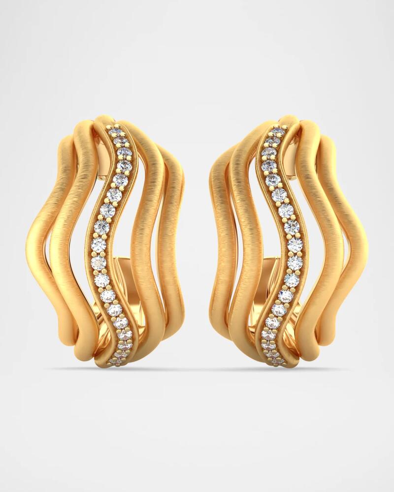 Jamie Turner 18K Yellow Gold Sierra Huggie Earrings with Diamonds Cover