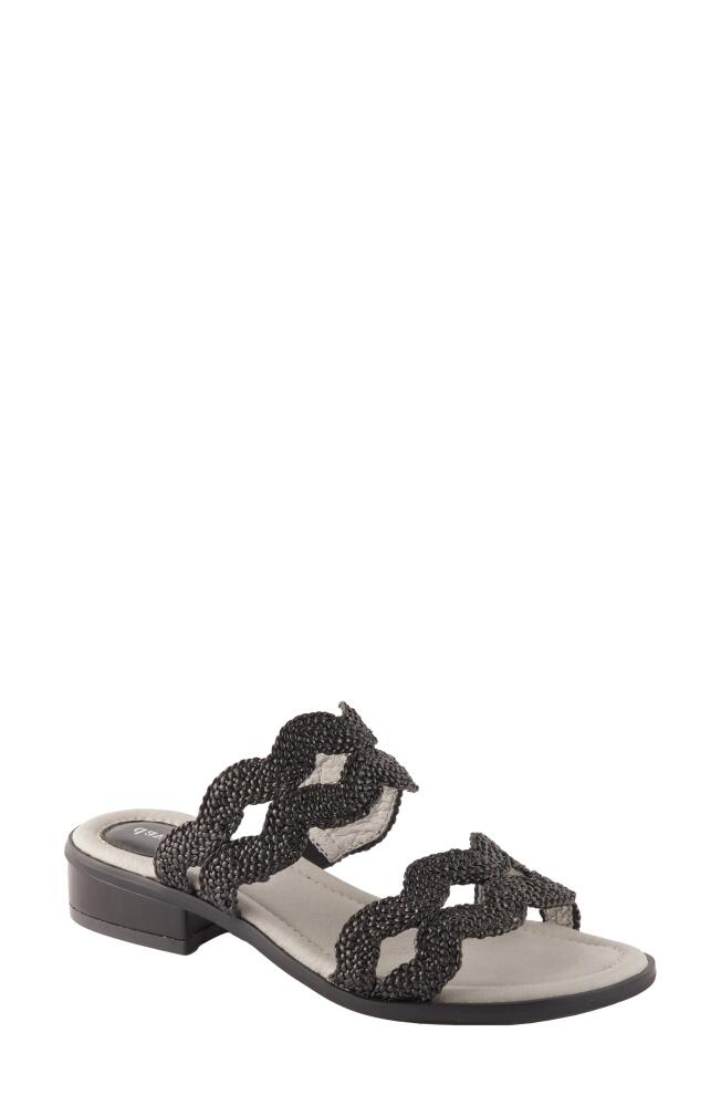 David Tate Journey Slide Sandal in Black Rayon Fabric Cover