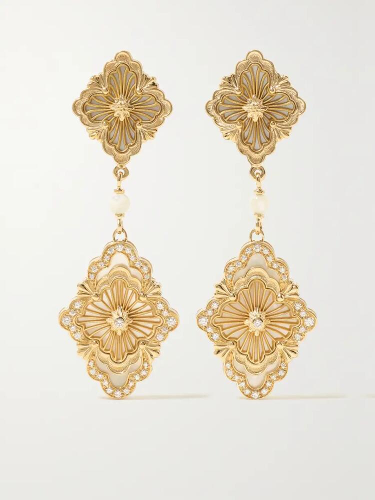 Buccellati - Opera Tulle 18-karat Gold, Enamel And Diamond Earrings - One size Cover