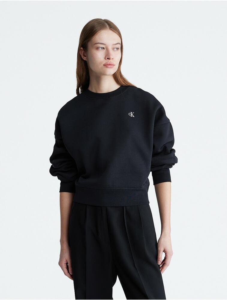 Calvin Klein Women's Archive Logo Fleece Cropped Sweatshirt - Black Cover