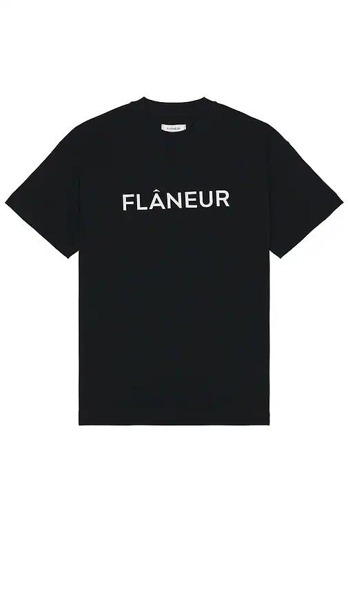 FLANEUR Printed Logo T-Shirt in Black Cover