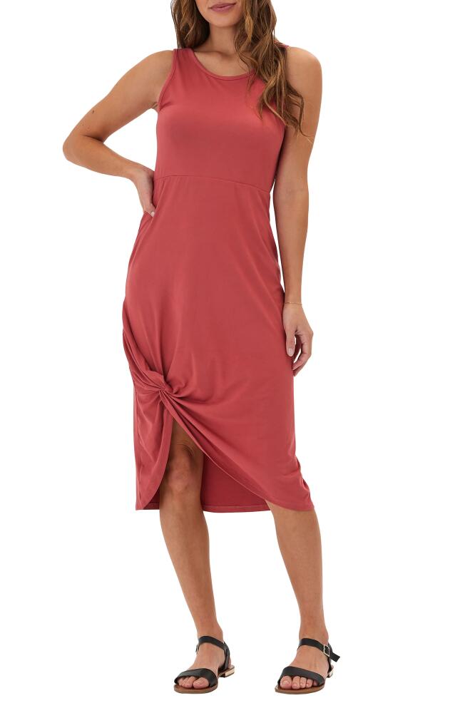 Threads 4 Thought Lula Knotted Sleeveless Jersey Midi Dress in Prawn Cover