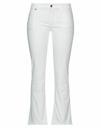 Avantgar Denim By European Culture Woman Pants White Cotton, Polyester, Rubber Cover